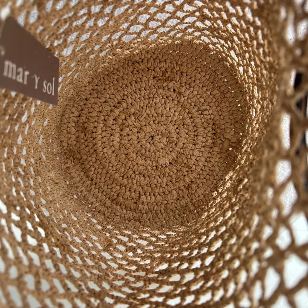 Mar Y Sol Willow Wristlet Tote NWT Handmade Crochet Natural Raffia - Picture 7 of 8